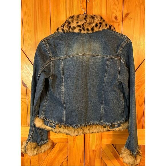 La Fiorentina Vintage Denim Jacket with Rabbit Fur Trim Size Large (0034) - Picture 7 of 7